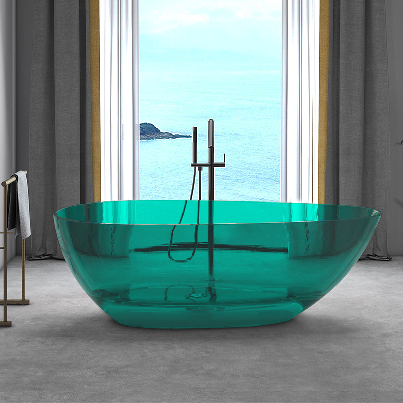 Crystal Colorful Transparent Artificial Stone Freestanding Couples Hotel u0026 Homestay Specialized Bathtub 1600mm