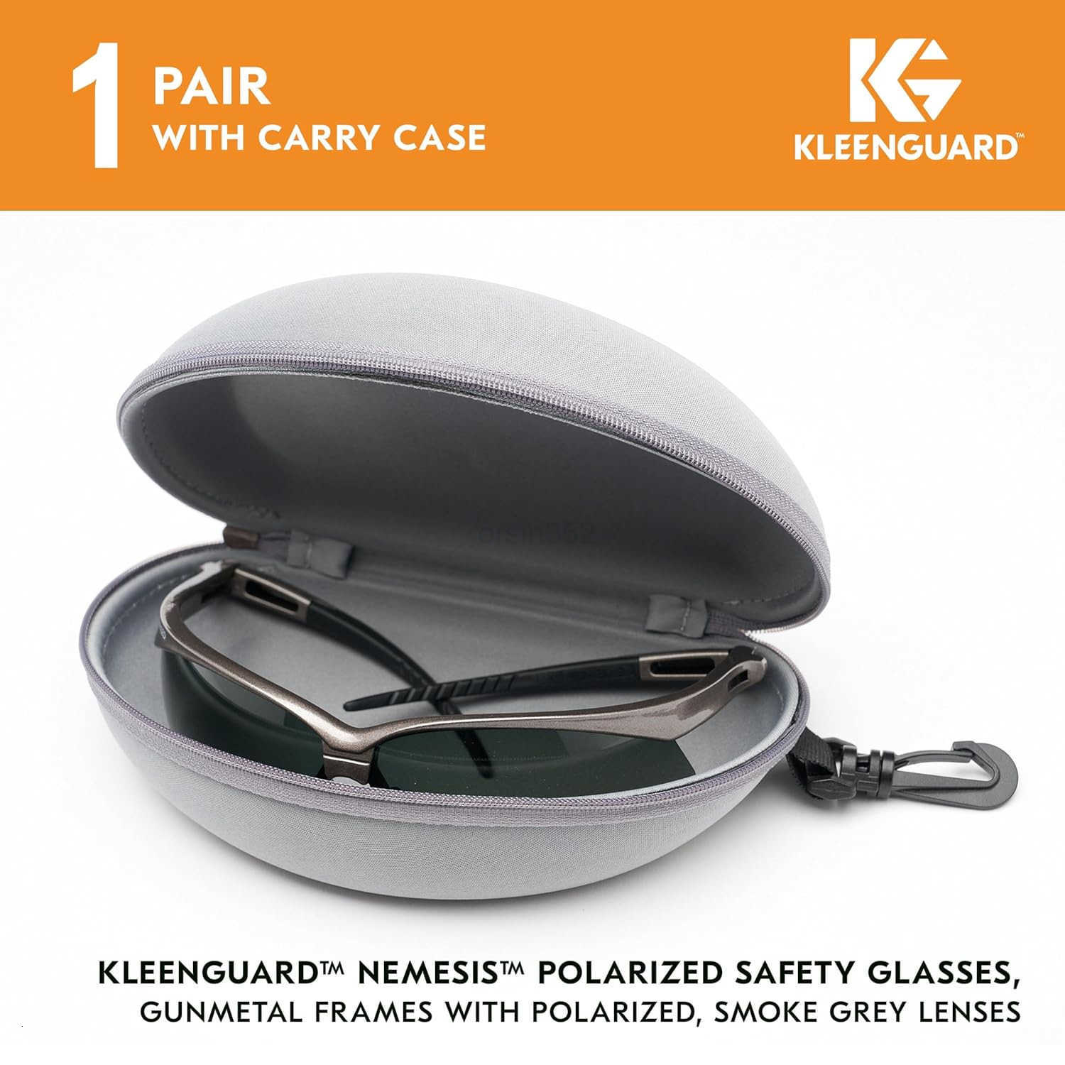 Kleenguard V30 Nemesis Polarized Safety Glasses 56568 Smoke Grey Lenses Gunmetal Frame Carrying Case Unisex Sunglasses for Men and WomenW250903