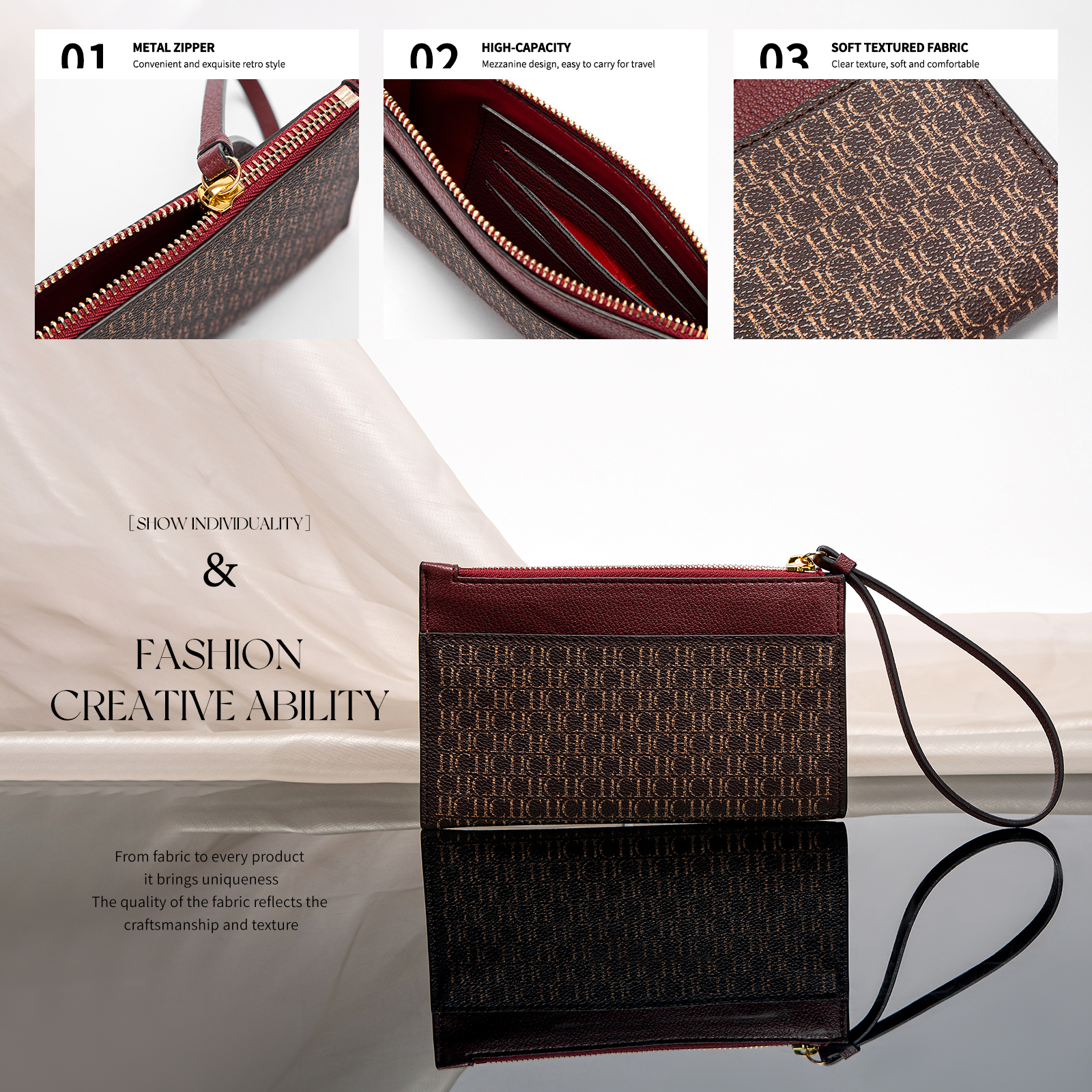 CHCH Retro Classic Fashion Season New Women's Clutch Bag Letter Print Design Portable Style Simple Versatile