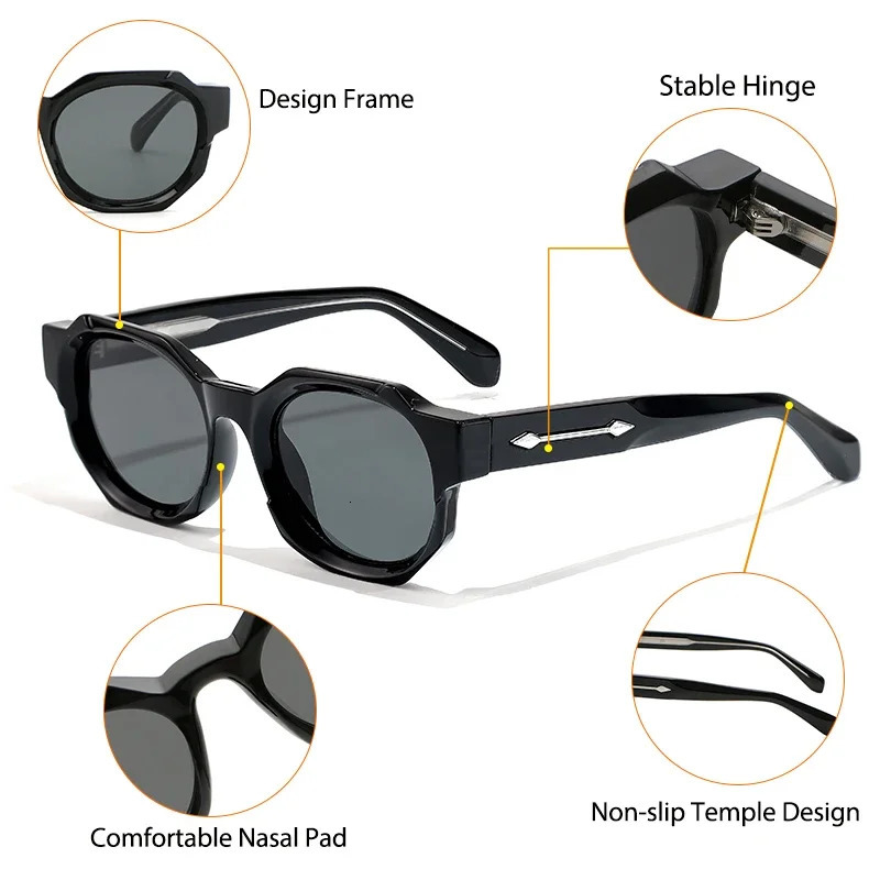 CATERSIDE Retro Punk Square Sunglasses Men Vintage Thick Frame HighQuality Womens Sun Glasses Party and Holiday Travel Eyewear 250902