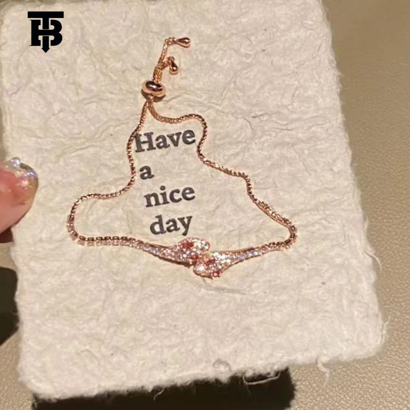 TB BHULAMTE New Designer Pearl Light Women's Bracelet Luxurious Style Super Shiny Pink Square Zircon Bracelet High-end Multi-functional Jewelry