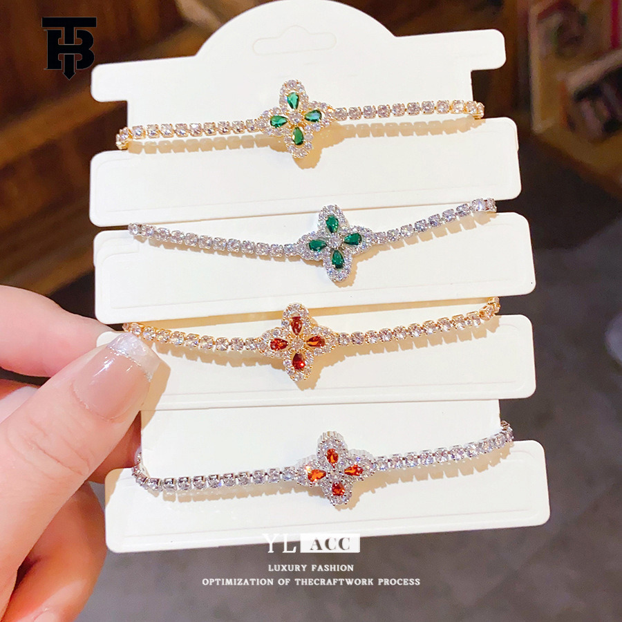 TB BHULAMTE Designer Ladies' Luxurious Style Zircon Rhombic Flower Bracelet With Petal Niche Elegant High-end Women's Jewelry