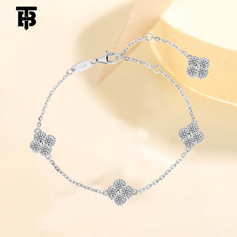 TB BHULAMTE Designer Jewelry Ladies' S925 Silver Moissanite Bracelet Is A Party Bracelet Fully Set With Diamonds Light Luxury Petite Fashionable 