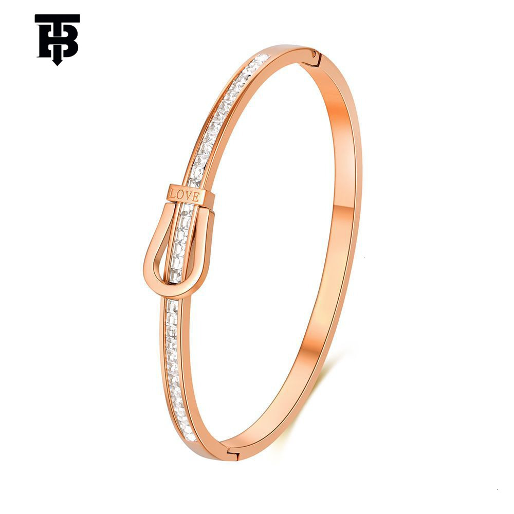 TB BHULAMTE Designer Women's Titanium Steel Bracelet, High-end Fashion Light Luxury Style Couple Version Bracelet, Curved Row Engraved Bracelet W