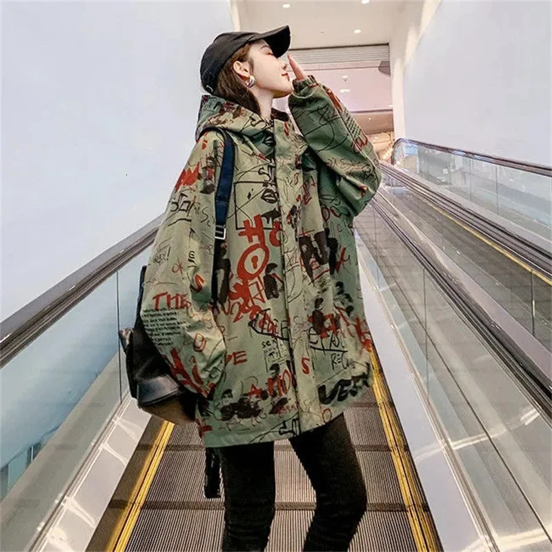 Women Men Loose Fit Work Clothes Coat Ladies Large Size Hooded Baseball Jacket Spring Autumn Female Medium Long Styles Tops 250902
