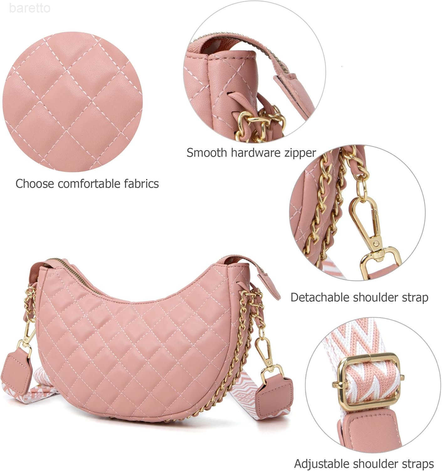 Leather Crossbody Hobo Bag for Women Lightweight Crescent Travel Sling Shoulder Bag with Removable Strap M250903