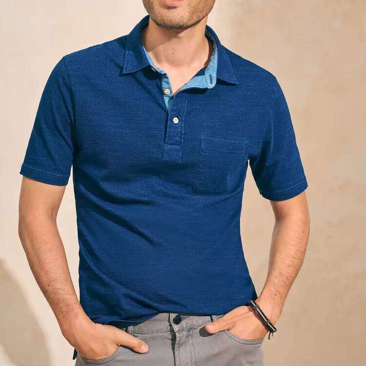 Men's 100% Cotton Polo with Logo Embroidery, Short Sleeve, Slim Fit, Breathable, Casual T-Shirt, Solid Golf Sports Shirt