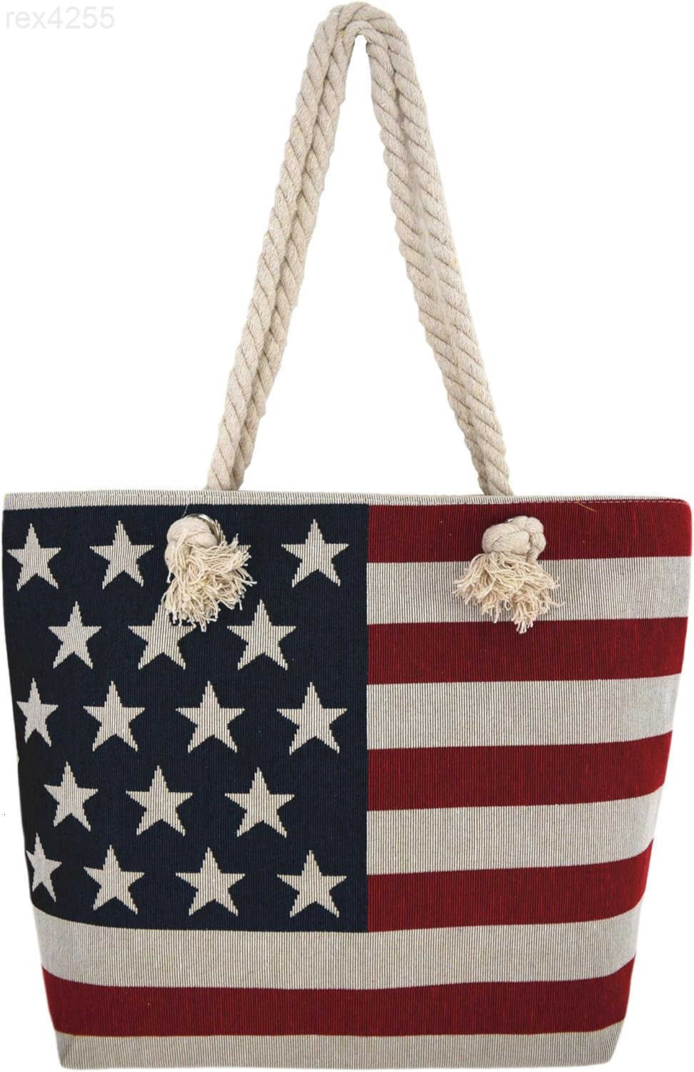Flag Embroidered Tote Bag Stars and Stripes Beach Bag Rope Handles Shoulder Bag Women PurseW250903