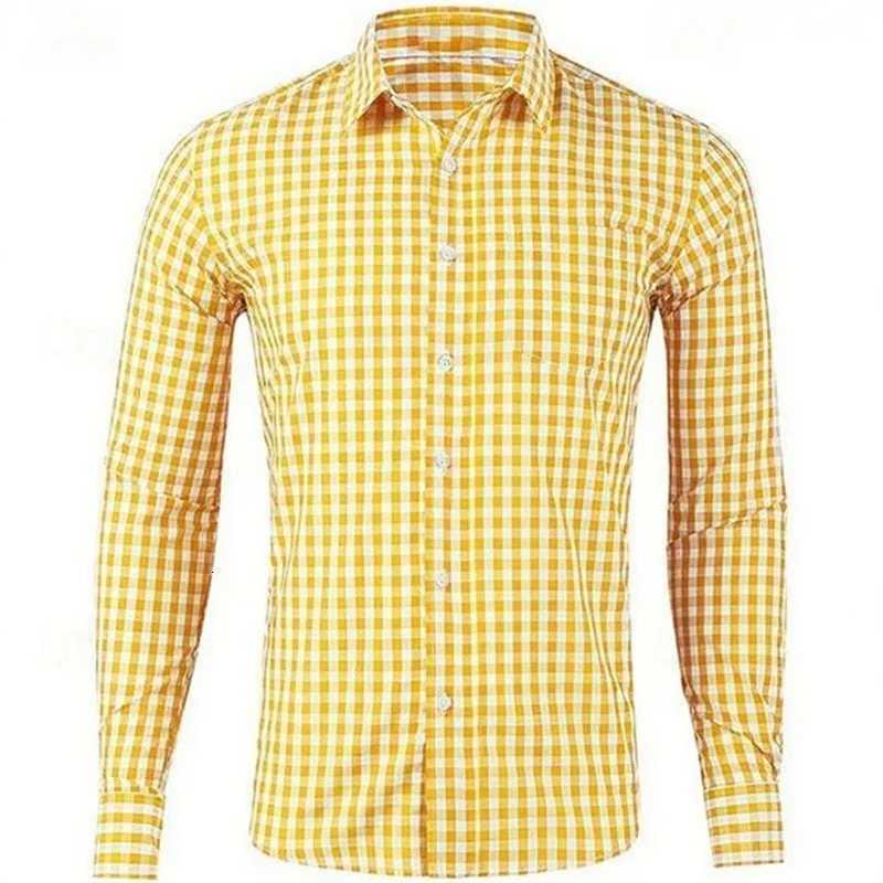 Mens shirt long sleeve shirt Hawaiian style red and blue plaid lapel casual breathable noniron holiday street fashion clothing X250903