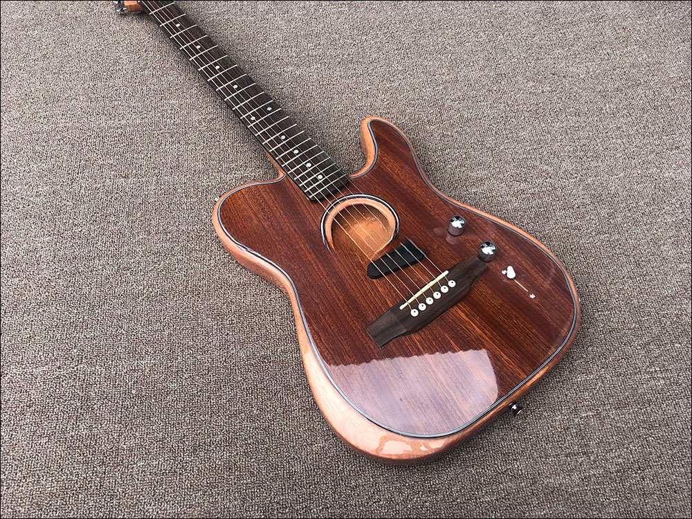 Brown Electric Guitar Polyester Satin Urethane Finish, Spurce Top, Deep C Mahogany Neck, Chrome hardware