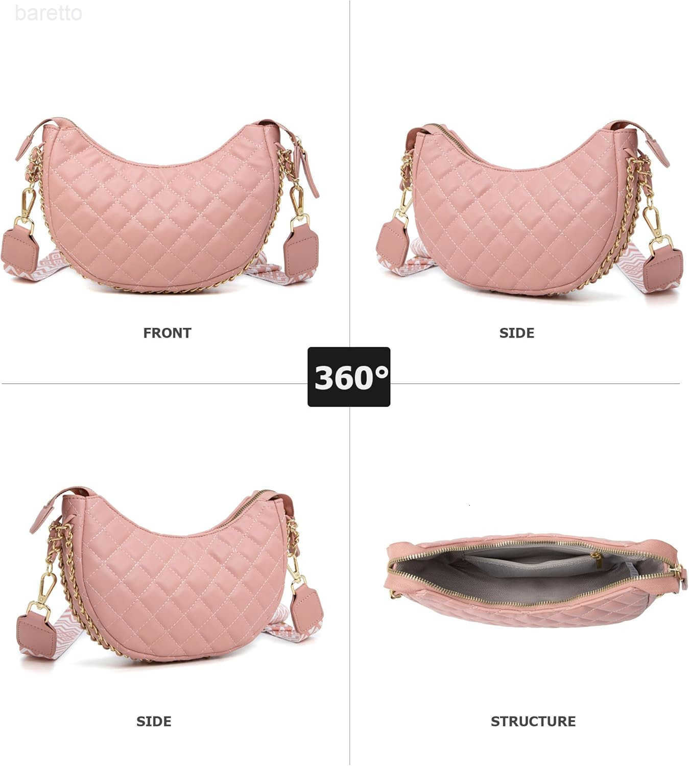 Leather Crossbody Hobo Bag for Women Lightweight Crescent Travel Sling Shoulder Bag with Removable Strap M250903