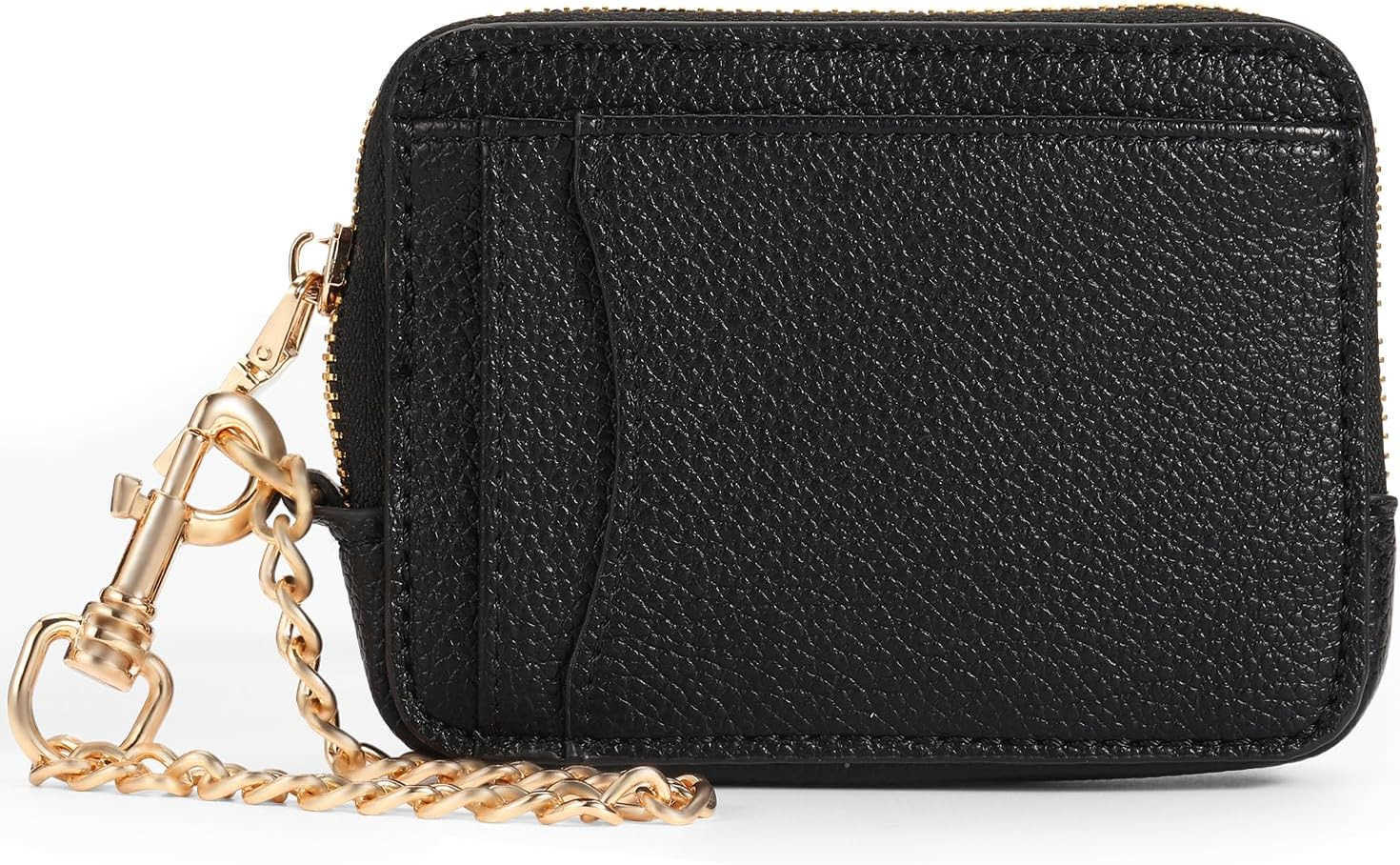 Zip Card Case Keychain Wallet Card Holder Purse Black C260116