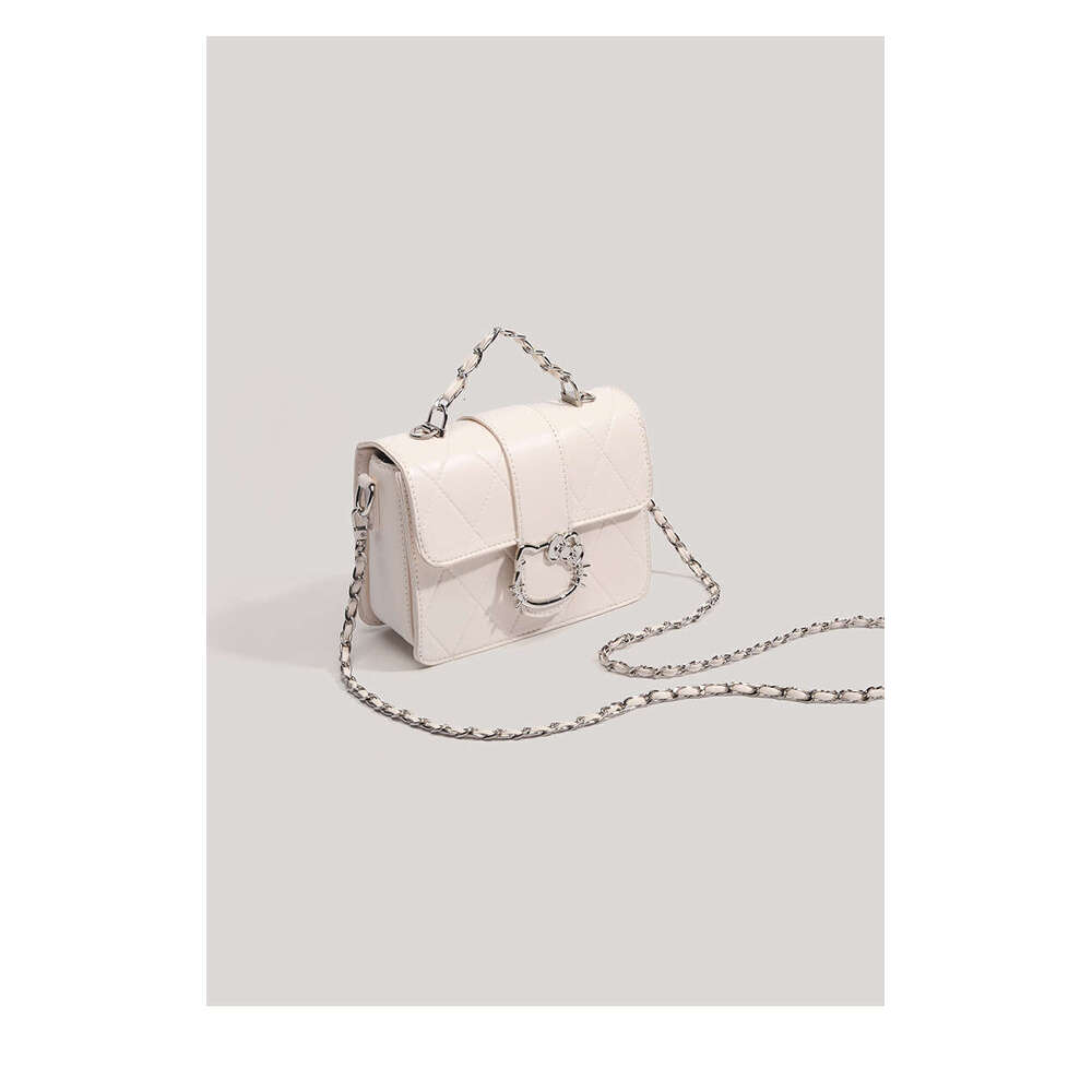 DHpet_wholesale Women's Chain Square Bag - Small Crossbody Purse with Flap Closure, Cream Color Shoulder Bag for Daily Use, Fashion Mini Bag