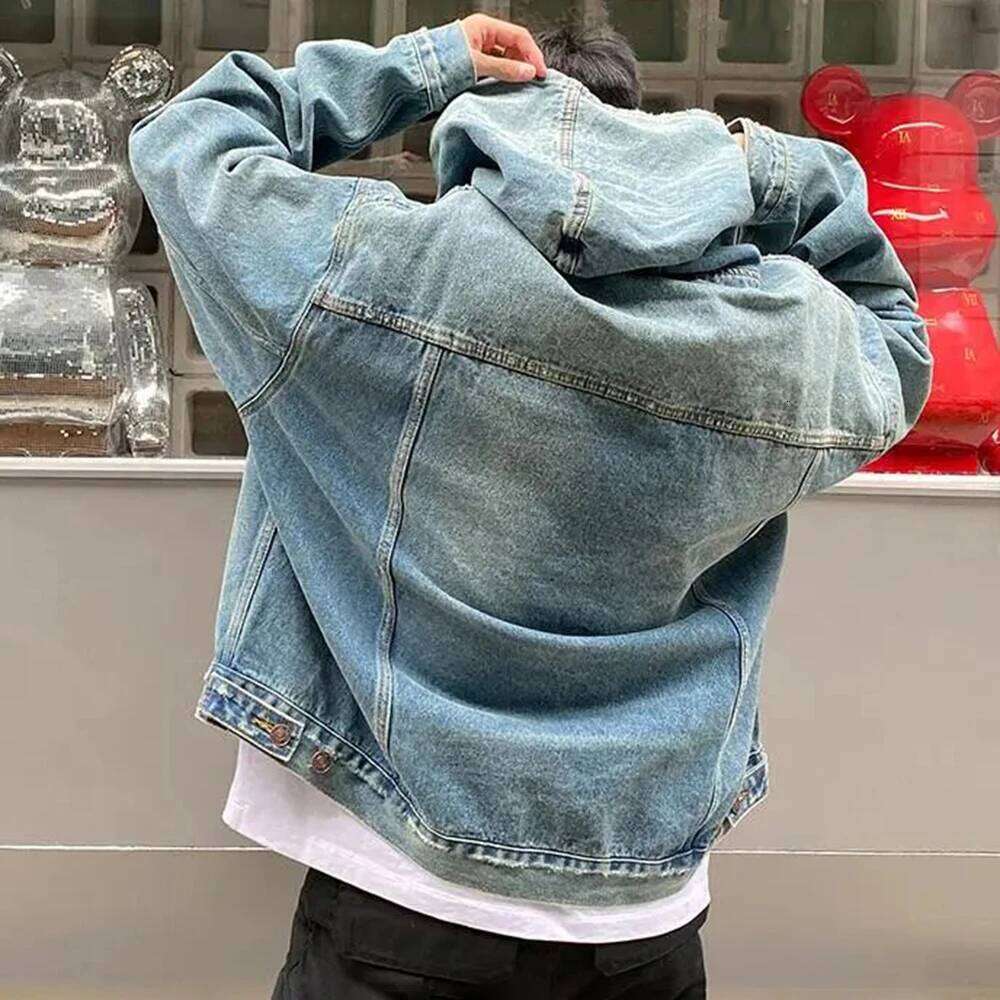 hoodie hoodie Mens Autumn Winter Washed Distressed Retro Hoodie Genderless Street Fashion Casual Loose Denim Sweatshirt Unisex jacket jacket