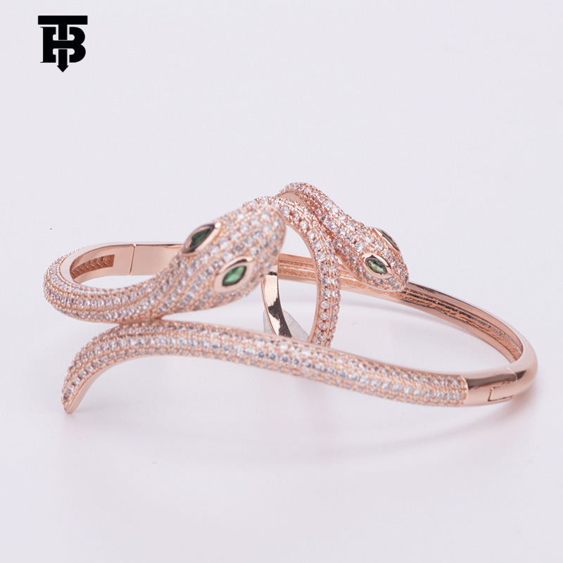 TB BHULAMTE Designer Women's Bracelet, Copper Gold-plated And Diamond-encrusted Snake-head Bracelet Women's Outdoor Fashionable And Personal