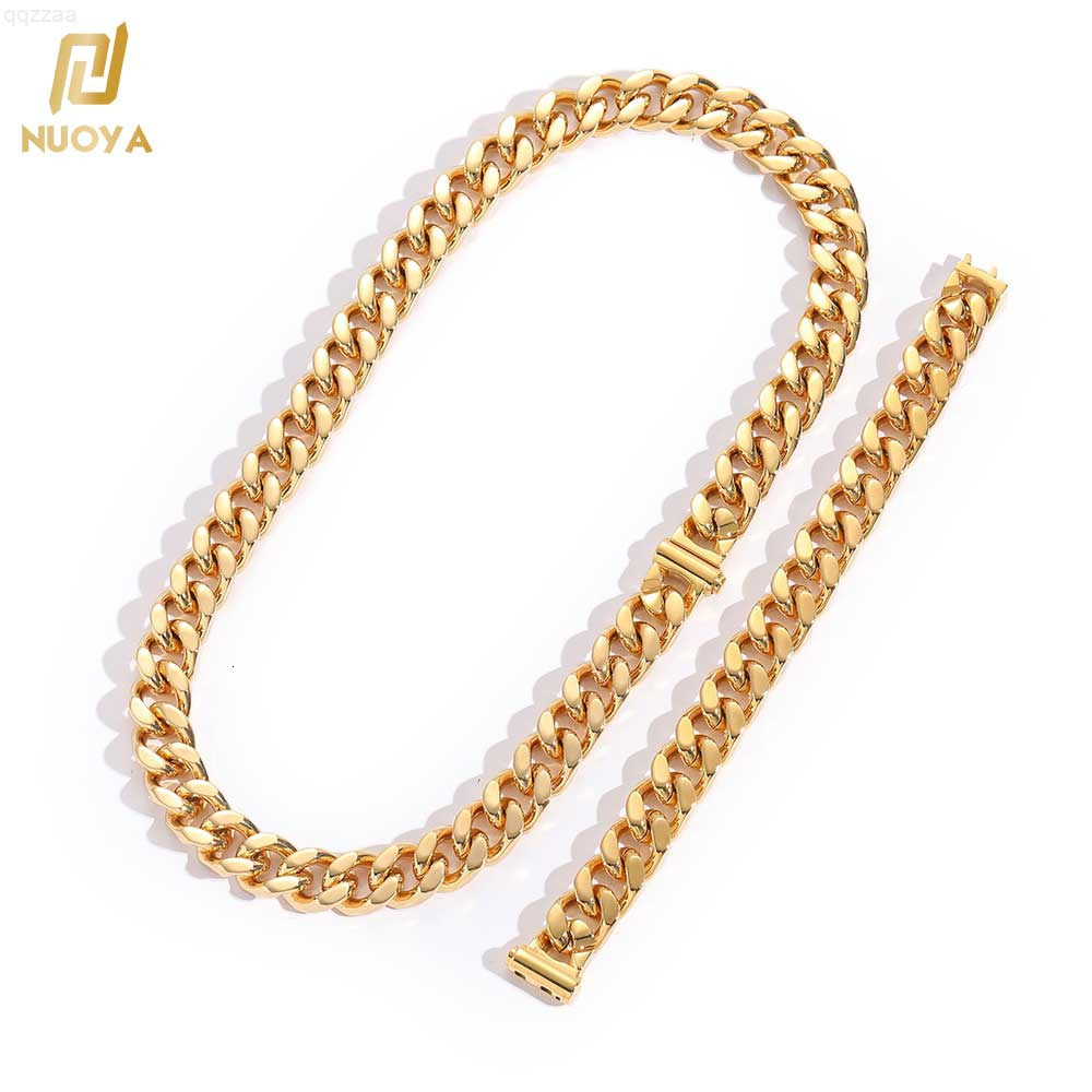 NUOYA 18K Gold Plated Cuban Bracelet for Men High Polish Stainless Steel Hip Hop Jewelry Cuban Link Chain Bracelet for Men