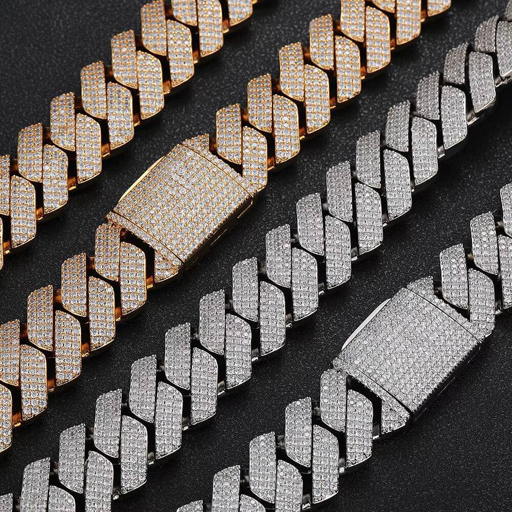 HighQuality 25MM Miami Cuban Link Chain Bracelet Iced Out Gold Silver Plated Hip Hop Jewelry with CZ Stones for Men Women