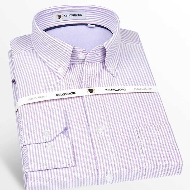 Mens Long Sleeve Thick Cotton Oxford Shirts with Front Pocket High Quality Smart Casual Stripe Plaid Button Down Dress Shirt X250903