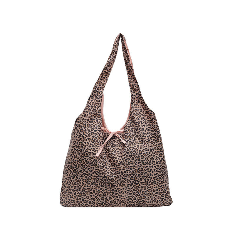 atmosphere autumn new leopard print canvas bag with niche design large capacity simple and versatile fashion casual commuting handbag designer shoulde