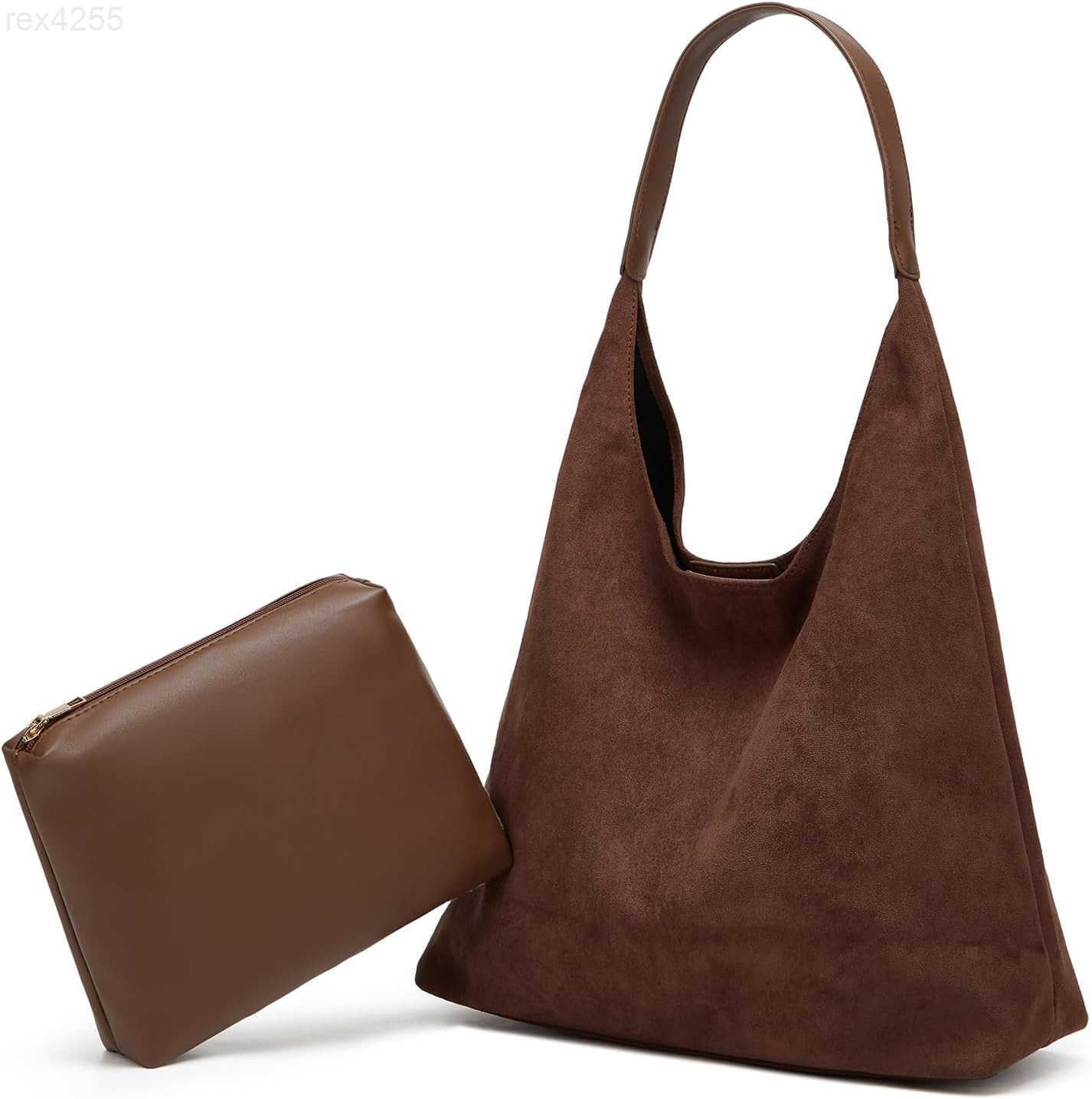 2 Pcs Slouchy Bags Women Suede Crescent SaTChels Shoulder Bag Crossbody Purse Tophandle College Tote Handbag 2025W250903