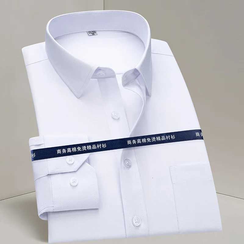 New Men Shirt Long Sleeve Solid Basic Formal Dress Shirts Comfortable Business Social Standardfit Easycare Office White Shirt X250903