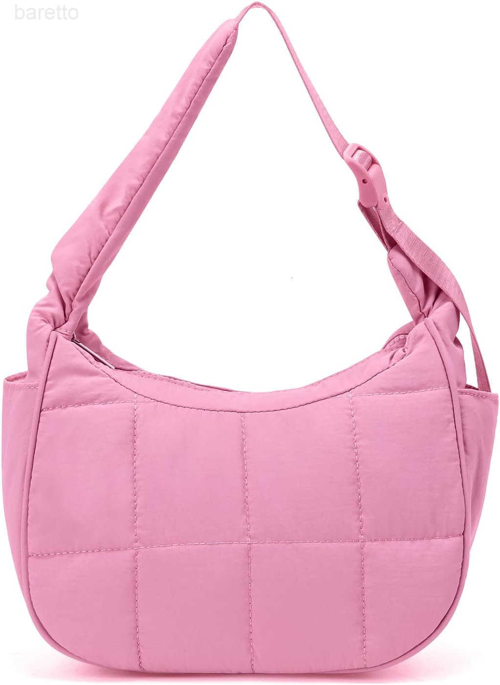 Small Puffer Crescent Underarm Shoulder Bag for Women Nylon Quilted Purses Handbags with Adjustable Strap M250903