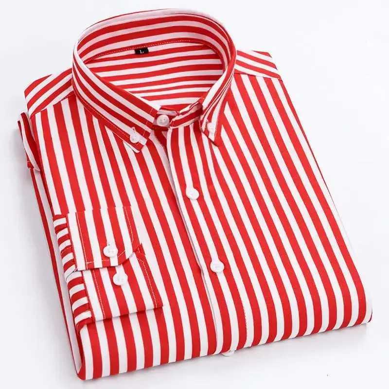Mens Striped Shirt Long Sleeve Print Shirts AllMatch Slim Fit Fashion Korean Noniron Casual Formale Business Dress Shirts X250903
