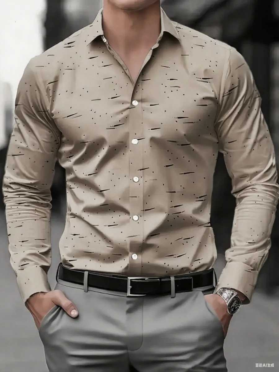 New business casual mens formal shirts printed button shirts longsleeved business daily shirts for spring and autumn X250903