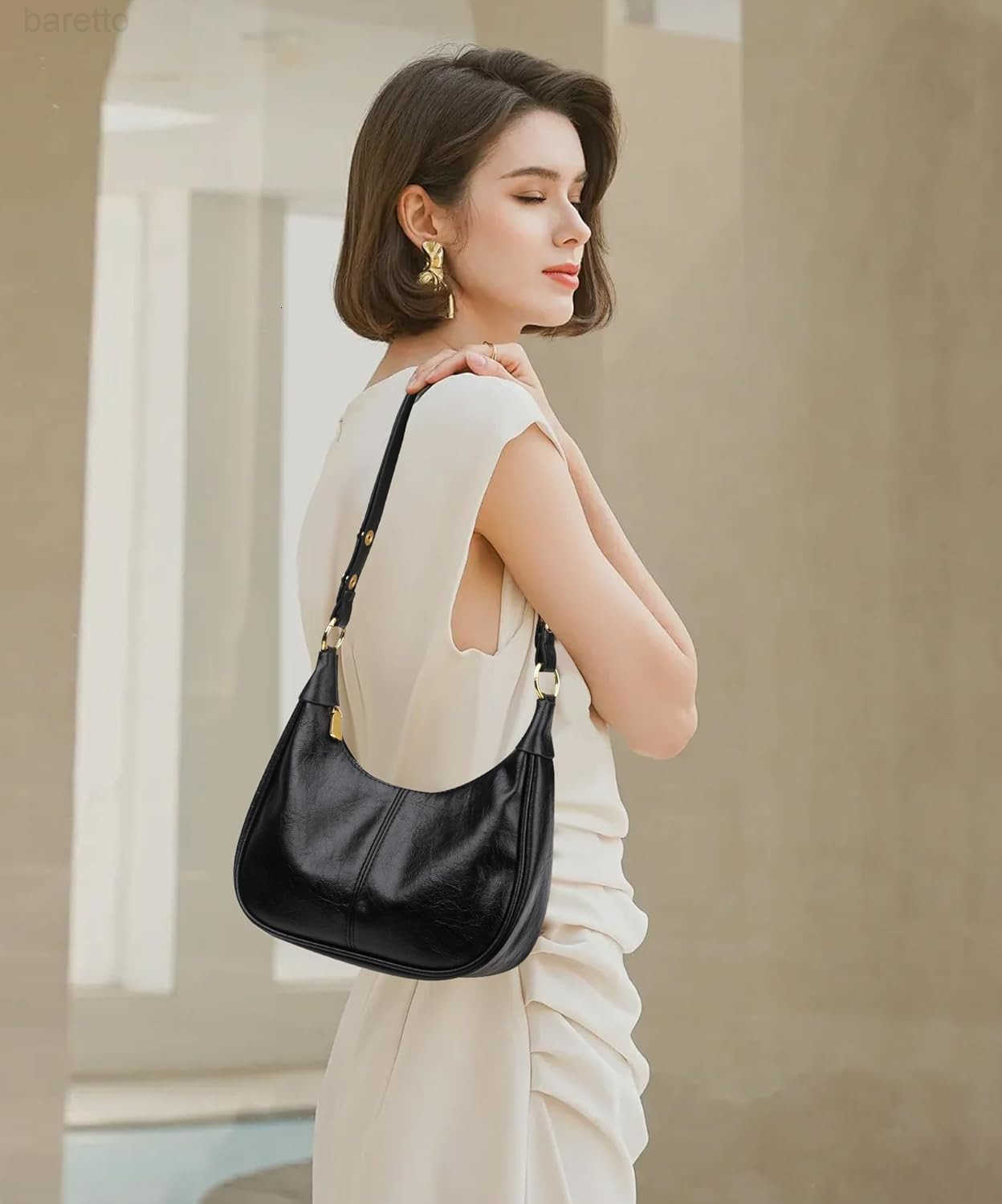 Small Hobo Bag Retro Crescent Shoulder Purse Women Soft Crossbody Handbag M250903