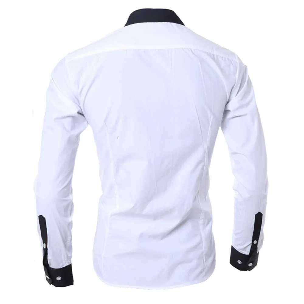 Mens Shirts Fashion Personality Mens Casual Slim Longsleeved Shirt Top Blouse Black White Men Shirt Style Men Clothing Shirts X250903