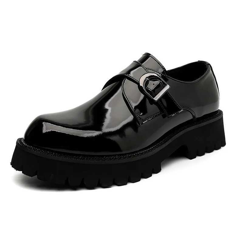 mens fion monk shoes black stylish patent leather platform shoe wedding party dress breathable loafers gentleman footwear Y250903