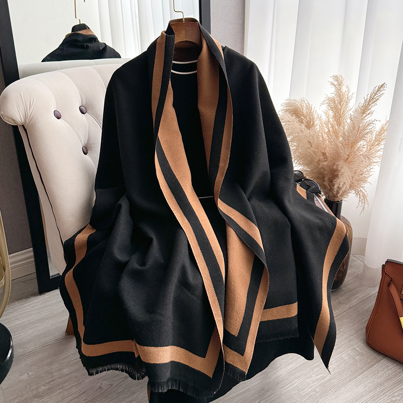 New Fashion Luxury Winter Acrylic Cashmere Scarf for Women Warm Pashmina Blanket Poncho Scarves Female Solid Color Shawl Thick Foulard Bufanda