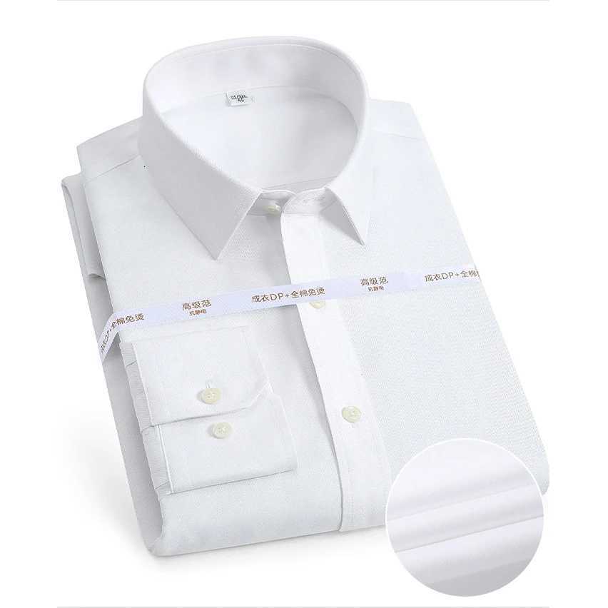 Mens Long Sleeve SolidStripe Dress Shirt NonIron Formal Business Social Buttonup Easy Care Luxury DP Cotton Shirts X250903