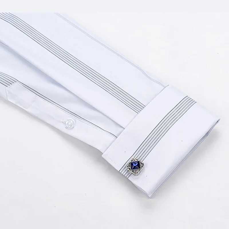 Mens Windsor Collar Luxury Business Formal Tuxedo Cufflinks French Cuff Dress Shirt Long Sleeve Shirts for Men Party Wedding X250903