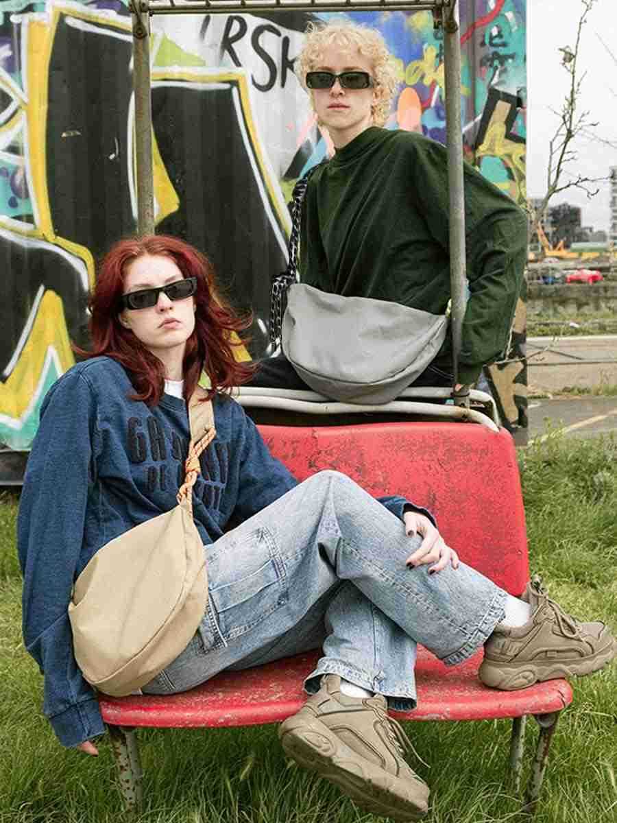 Hobo Crossbody Bag for Women Nylon Crescent Bag Trendy Dumpling Cross Body Bag Half Moon Shoulder Bag M250903