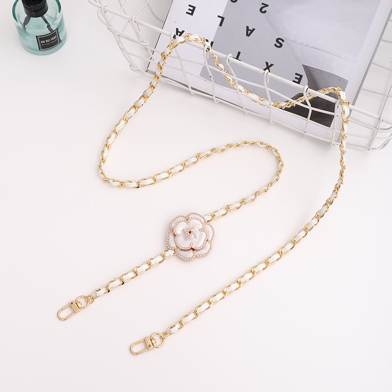 New Camellia Leather Metal Phone Case Lanyard Style Bag Strap Anti-Lost Anti-Drop Chain for Women
