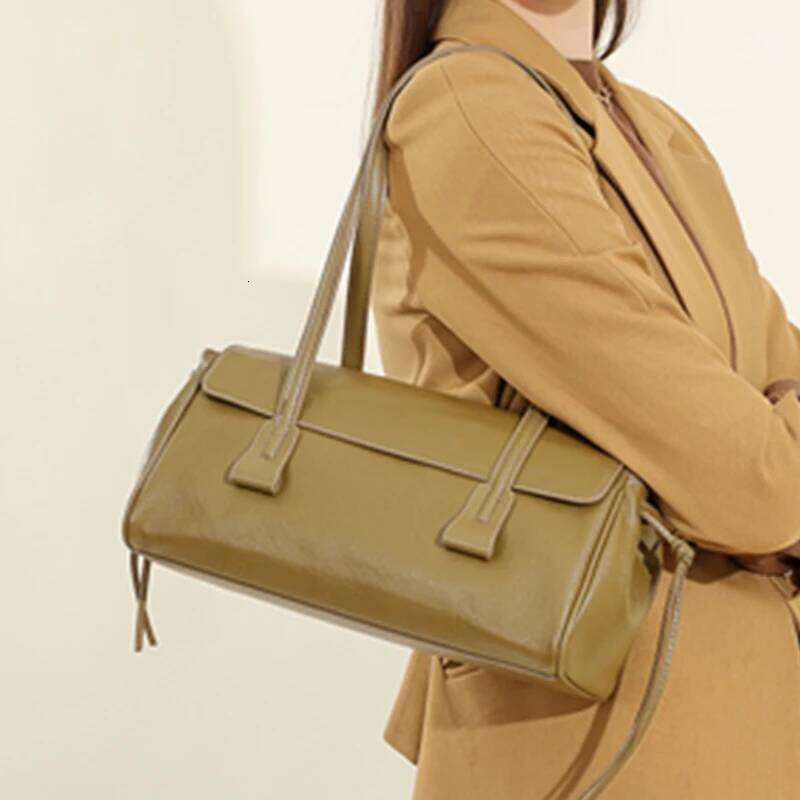 Burminsa Cowhide Genuine Leather Underarm Shoulder Bags For Women 2025 Designer Front Flap Pillow Tote Ladies Handbags