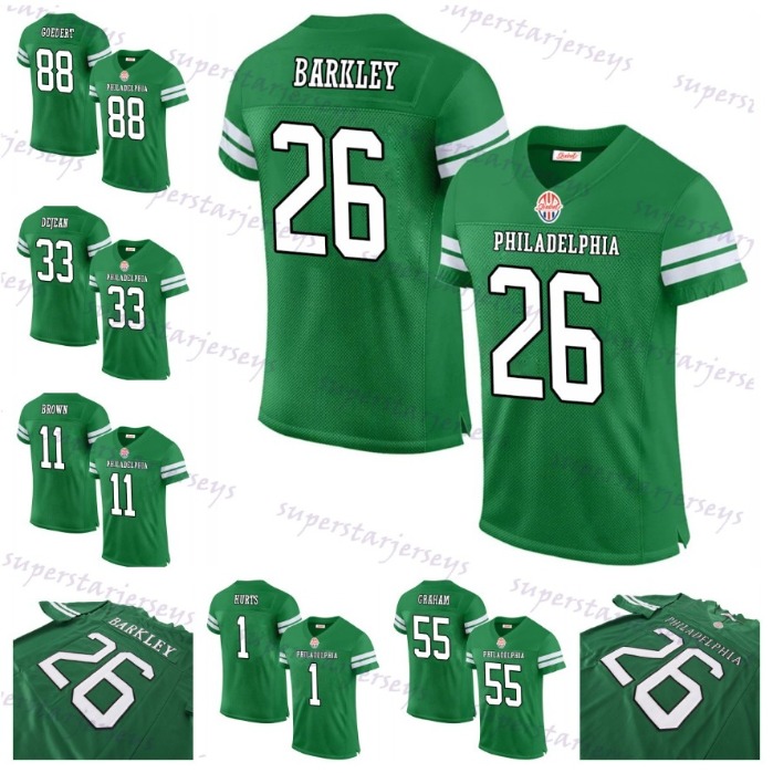 Custom Saquon Barkley Football Jersey Jalen Hurts Kenny Pickett Jason Kelce Brown Miles Sanders DeVonta Smith Haason Reddick Swift Factory