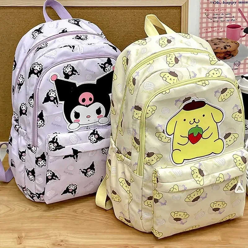 Sanrio Backpack For Kids Cartoon Hello Kitty Kuromi Bookbag Student Teenager Girl Boy Nylon Shoulders Bag Schoolbag Kawaii Bags L250930