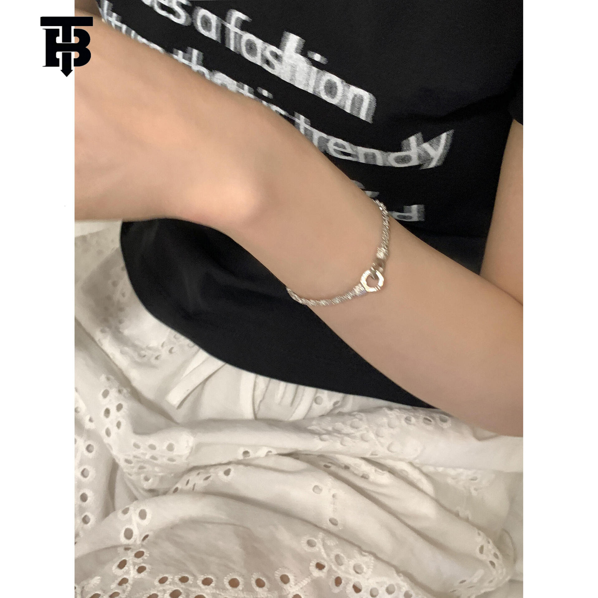 TB BHULAMTE Designer Lady S925 Pure Silver Light Luxury Niche And Exquisite Double-ring Lock Star Bracelet A New Style Of Personalized High-end Women&