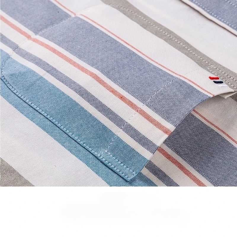 6XL 7XL Plaid Striped Shirt Men Long Sleeve 100 Cotton Oxford Men Shirt Long Sleeve Casual Single Pocket Social Formal Shirts X250903