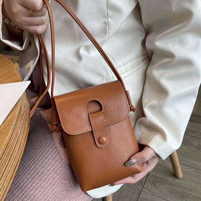 Fashion Cow Leather Cross Body Bags For Woman Retro Casual Design Phone Purse Custom Initials Lady Business Shoulder Bag
