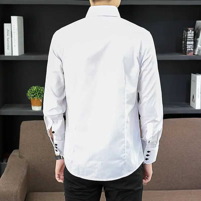 2025 New NonIron Work Shirt Men Stretch Slim Fit Business Shirt Korean Style Dress Shirts for Professional Formal Events X250903