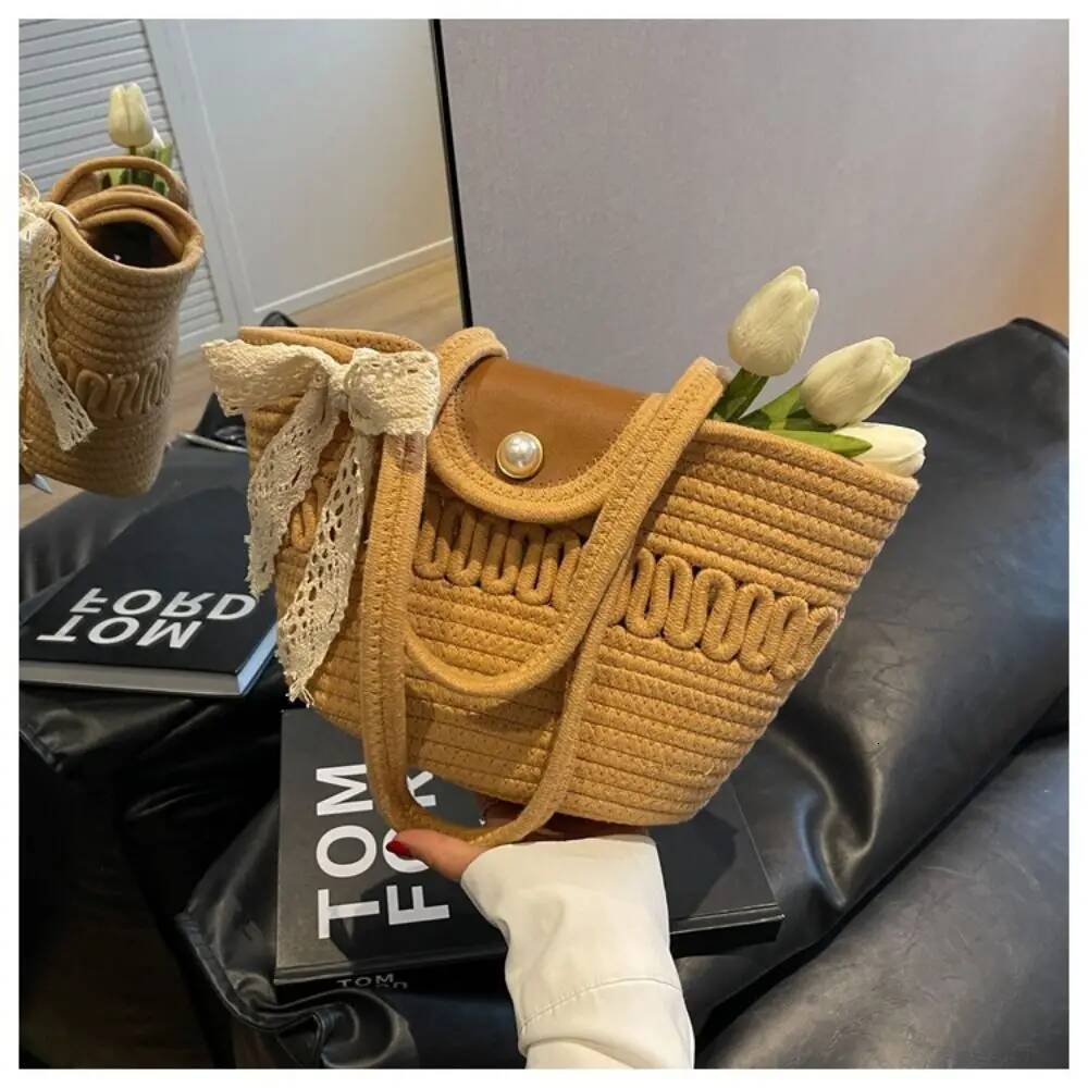 Luxury Handbag Retro Storage Cotton Handmade Handbag Rope Woven Countryside Style Beach Bag Handbag