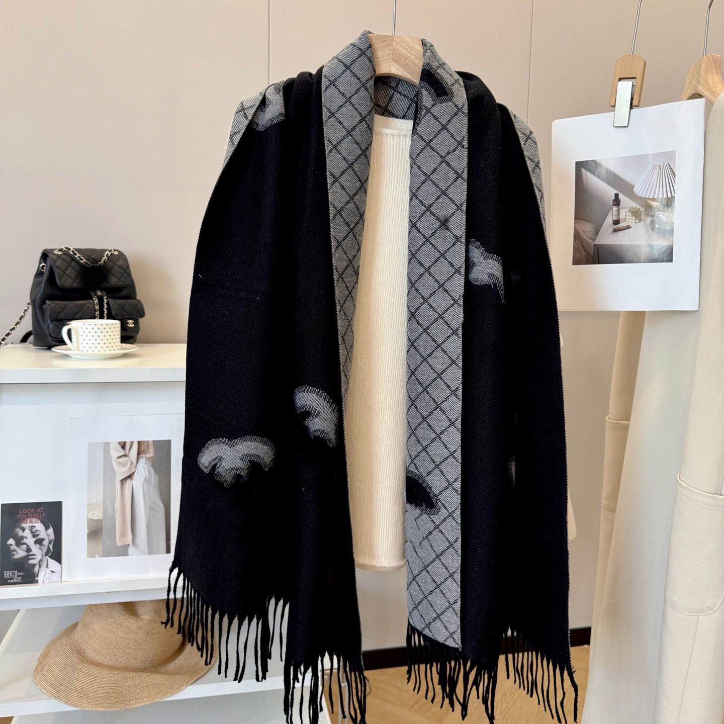 Scarf Reversible Cashmere Scarf Bespoke Cashmere Knitted Scarf Winter Warm Scarf Women's Scarf Men's Scarves Unisex Fashion Scarf Heavy work Drape Blankets