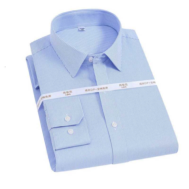 Mens Long Sleeve SolidStripe Dress Shirt NonIron Formal Business Social Buttonup Easy Care Luxury DP Cotton Shirts X250903