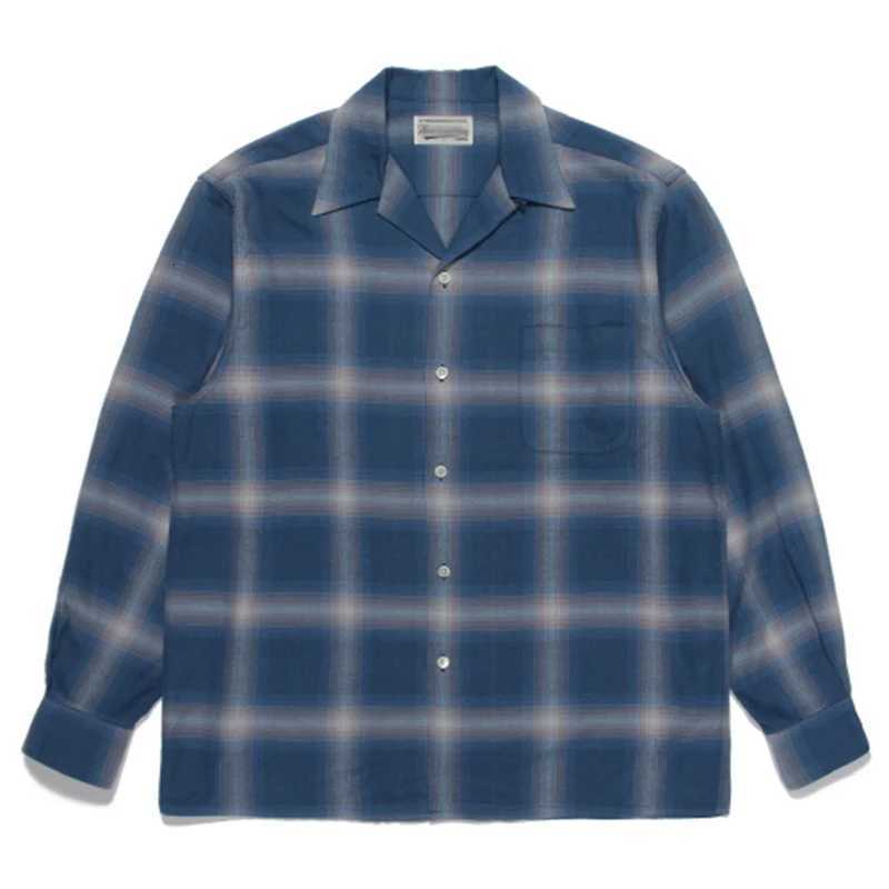 Pdmcms 23ss New Check Open Collar Plaid Striped Artificial Silk Hawaiian Long Sleeved Shirt For Men X250903