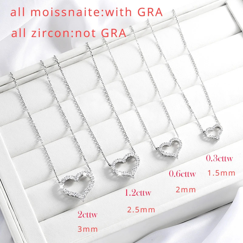 Smyoue 2CT Pass Tested Heart Necklace for Women S925 Silver Plated Platinum Simulated Diamonds Pendant Birthday Gift 250902