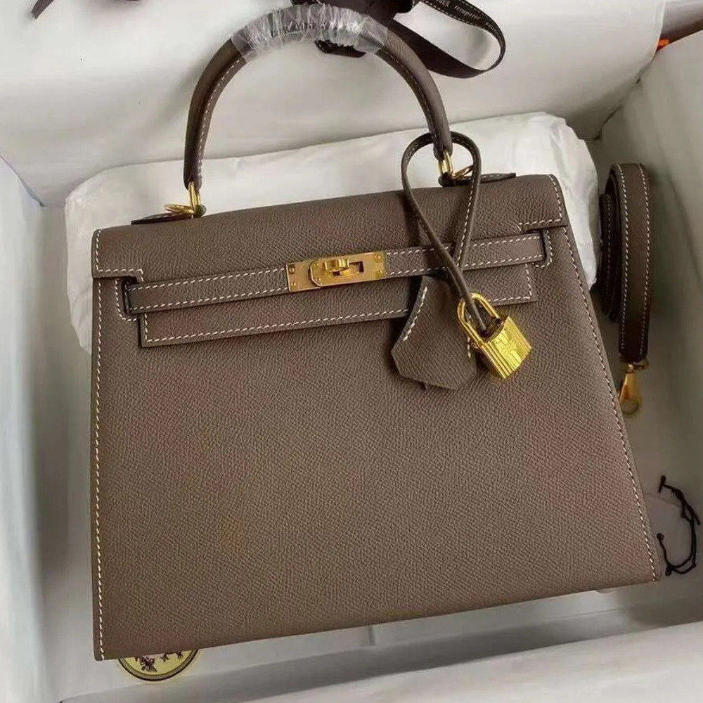 Women's Brown Customs Lock Inner Zipper Pocket Fashion Shoulder Bag Designer Bags Handbag
