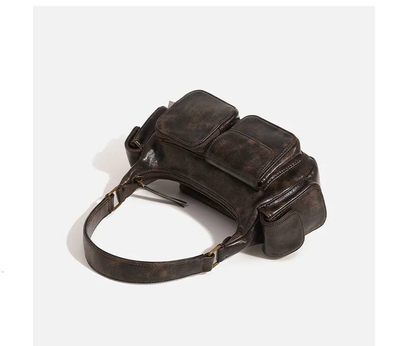 Luxury Handbag Small Double Pockets Shoulder Bags For Women 2024 New Fashion Trend Designer Underarm Bag Female Handbags And Purses Retro Handbag BagV